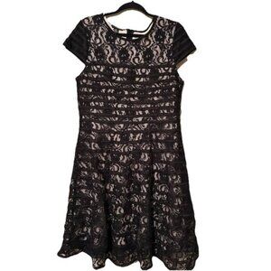 Alfani Black Lace A Line Dress Size 14 Short Sleeve